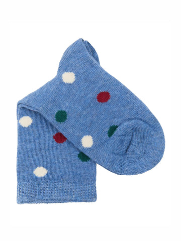 Leela Cotton 98% Organic Cotton Kids Crew Socks, 6-Pack | Blue Spots