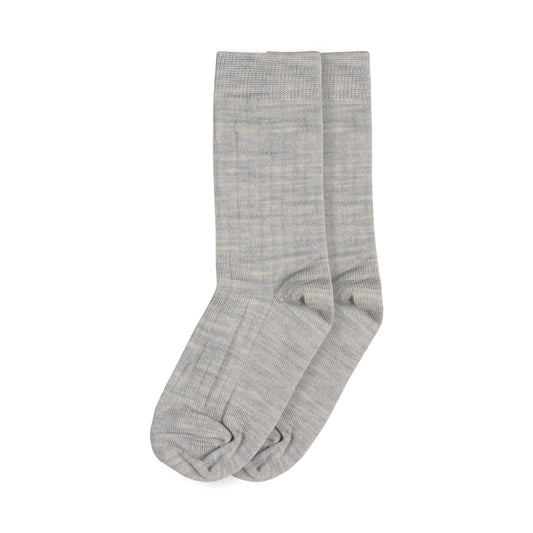PREORDER: Merino Lightweight Ribbed Wool Kids' Crew Socks in Light grey