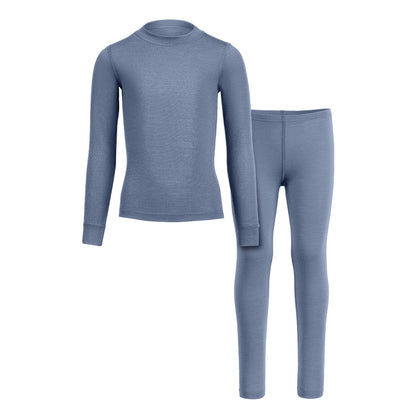 Menique Kids' Merino Long Sleeve & Pants Baselayer 2-Piece in Dark Green