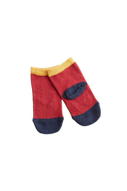 Leela Cotton Organic Cotton Kids Socks, 6-Pack | Red + Mustard