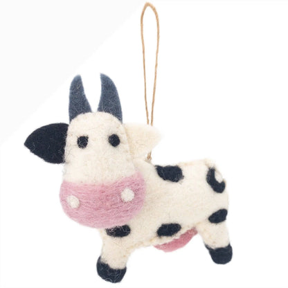 Wool Felt Tree Ornament - Cow