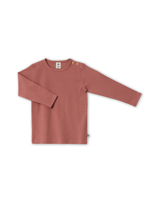 PREORDER: Leela Cotton Organic Cotton Long Sleeve RIbbed Tee in Blush