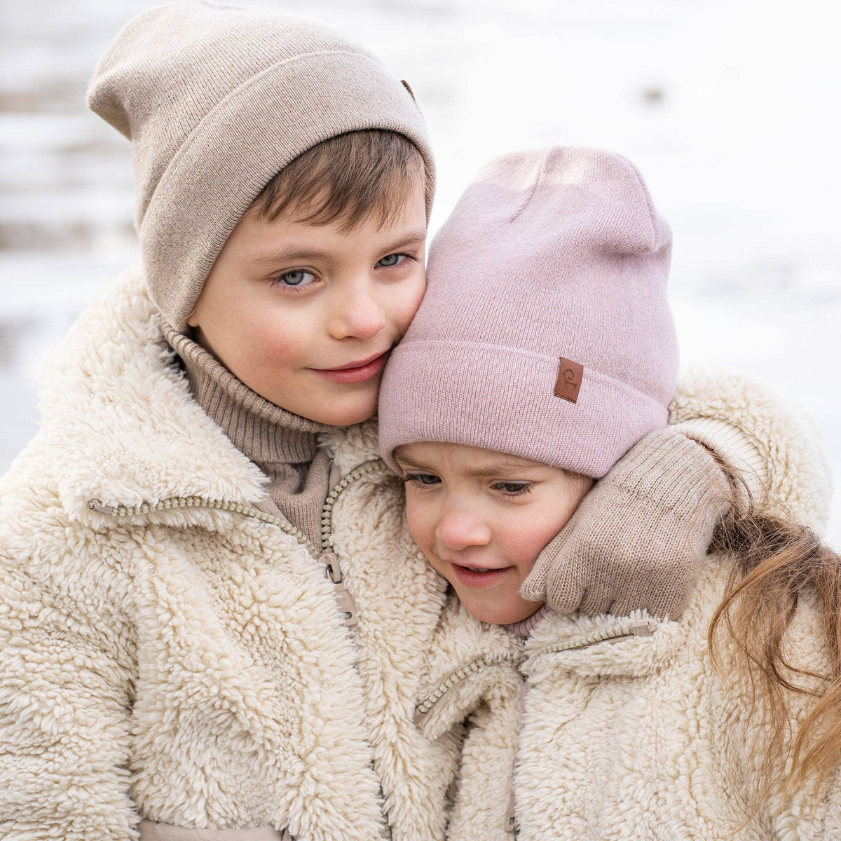 Kids' Beanie Knitted Merino & Cashmere: Creamy beige