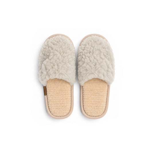 Ladies Slippers: 100% Natural Wool (Grey)