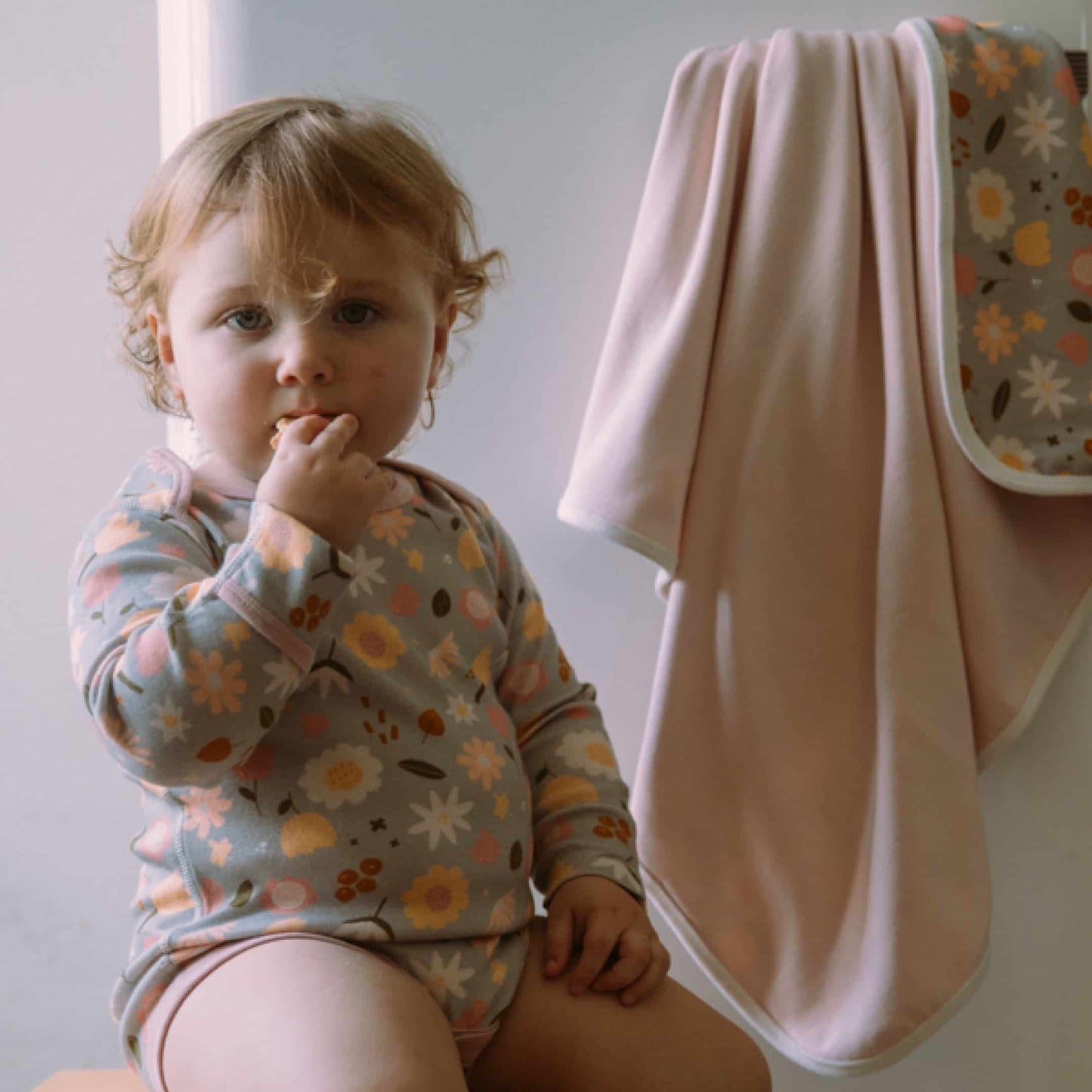 Baby Long Sleeve Bodysuit, 2-Pack | Flowers + Solid Pink