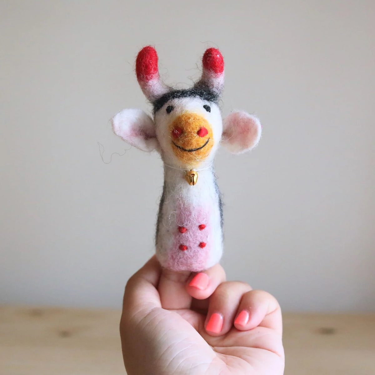 Wool Felt Finger Puppet - Cow