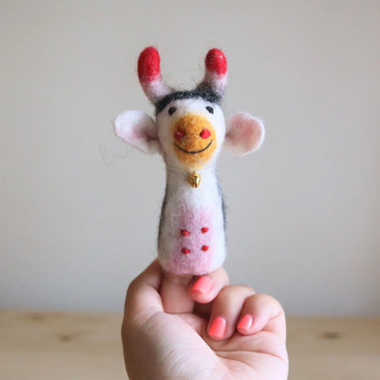 Wool Felt Finger Puppet - Cow