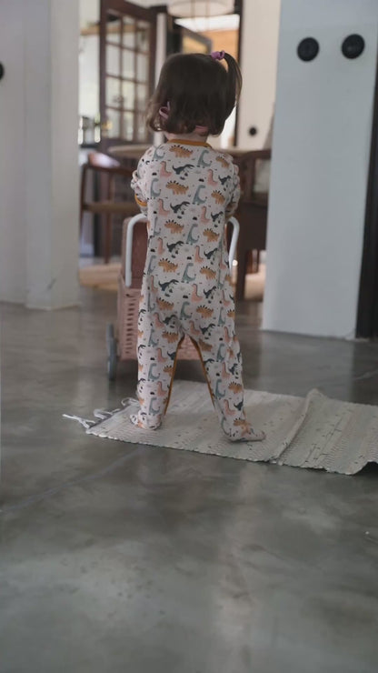 Organic Cotton Baby Sleeper, 2-Pack | Dinosaurs + Solid Green (Melissa Hoppe)