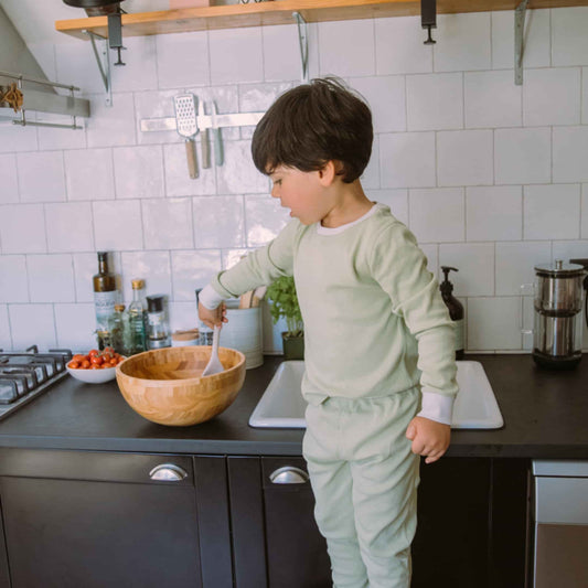 Organic Cotton Long-Sleeve Pajama Bundle | Woodland + Solid Green