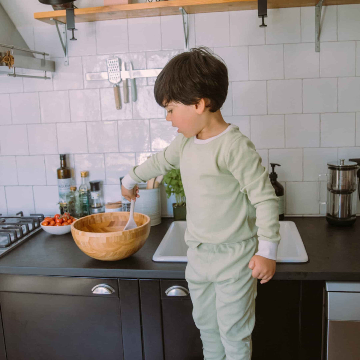 Organic Cotton Long-Sleeve Pajama Bundle | Woodland + Solid Green