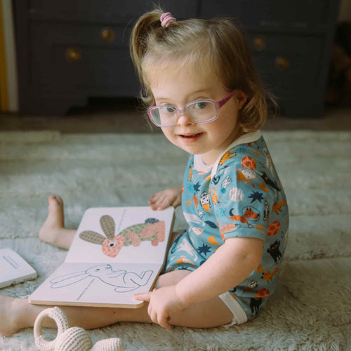 Organic Cotton Baby Short Sleeve Bodysuit, 2-Pack | Space Cats + Solid Blue